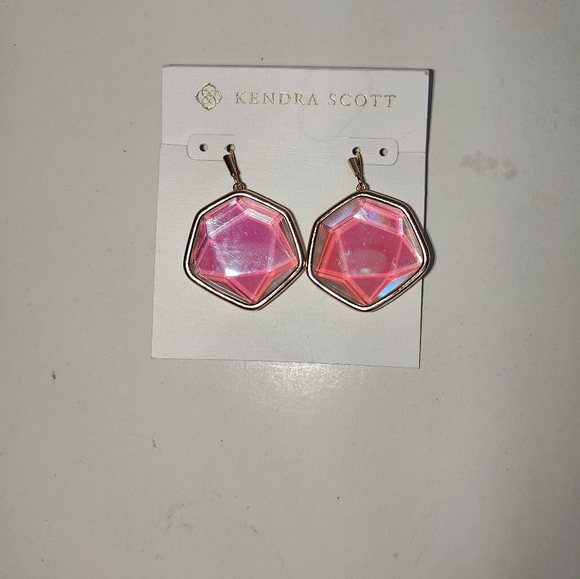 Authentic NWT Kendra Scott Drop Frame Iridescent Stone Earrings - Picture 9 of 14